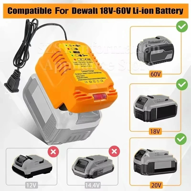 Mini Fast Charger Replacement for Dewaltt 20V Battery Charging Station Compatible For Dewaltt，20v Battery Charger DCB107 DCB112