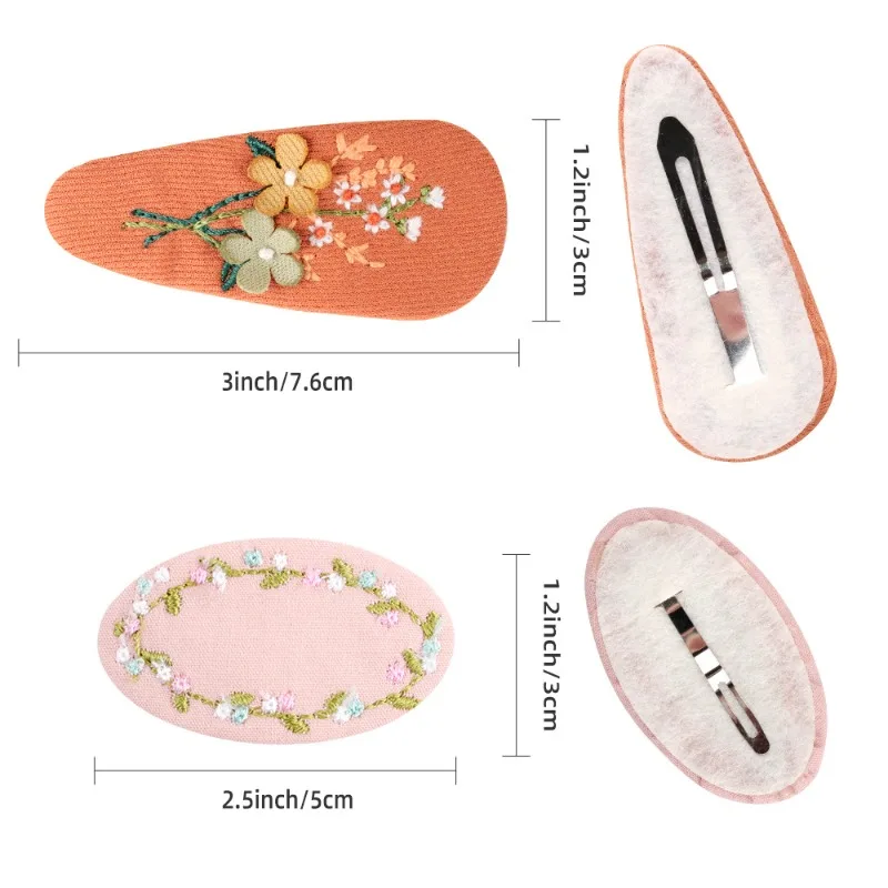 Vintage Fabric Embroidery Flower Hair Clips Girls Cute Floral Barrettes Pastoral Style Kids Hair Pins Princess Hair Accessories