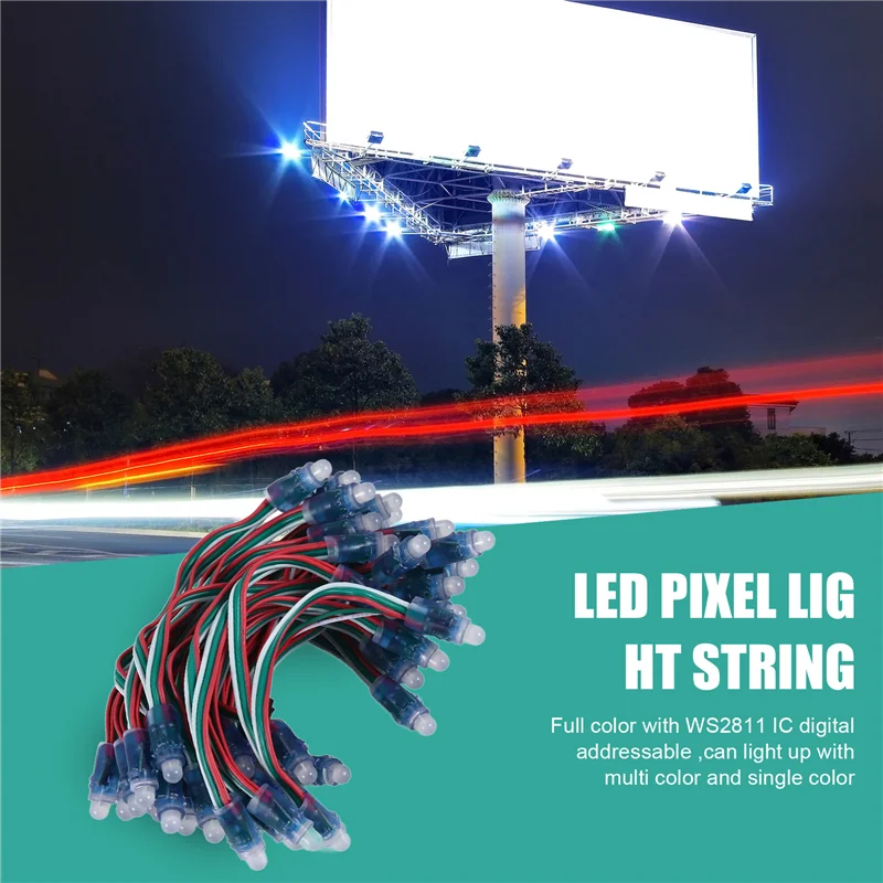 AY03-50Pcs WS2811 LED بكسل ضوء سلسلة الإعلان صب مقاوم للماء كامل اللون مثقب ضوء 12 مللي متر تيار مستمر 5 فولت
