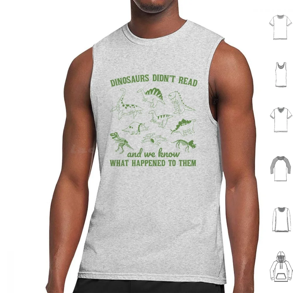 Dinosaure ne lisez pas et nous savons, ce qui arrive pour eux, ensemble de dinosaures rétro, débardeurs en coton imprimé, crâne de dinosaure