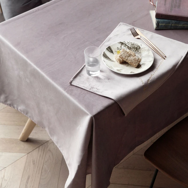 Nordic Style Solid Color Velvet Table Cloth, Simple Rectangle Table Clothes for Dining Table, Home Festive Decor Cover