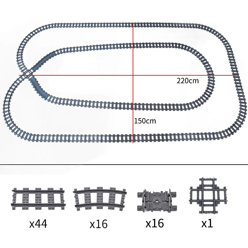 

MOC City Train Tracks 7896 7996 Straight Curved Switch Crossings Rails Building Blocks DIY Toys for Christmas gifts 60052