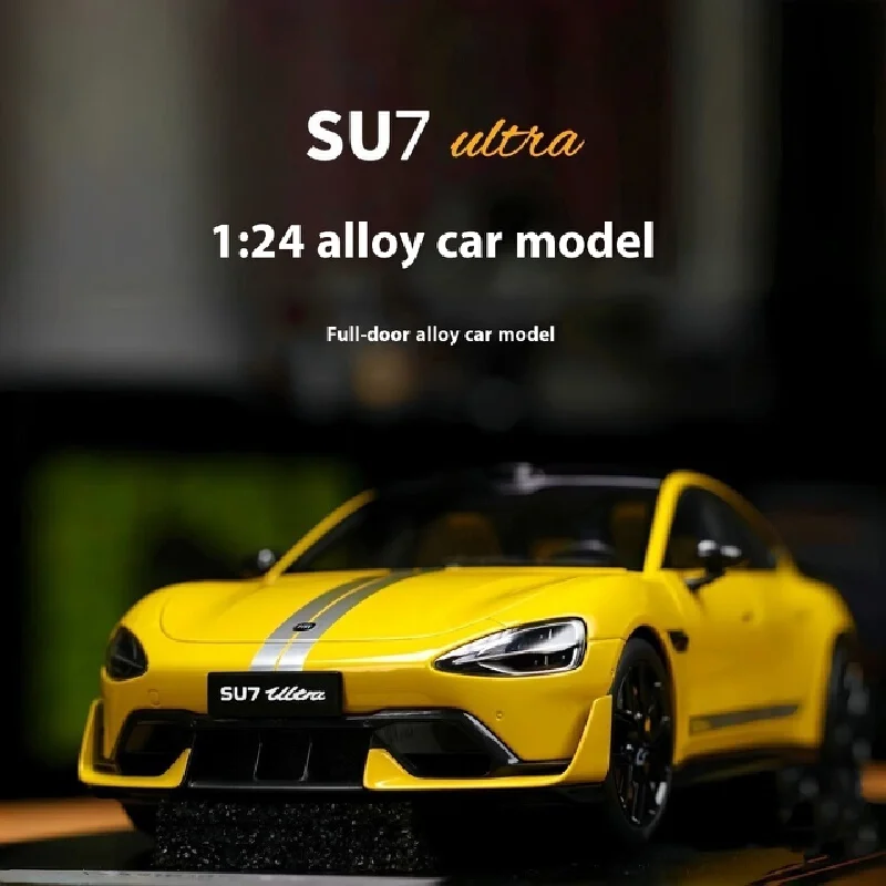 

New Xiaomi Su7 Ultra Car Model Set 1:24 Alloy Car Model Pulling Flower Car Tail Simulation Collection Car Gift No Toys