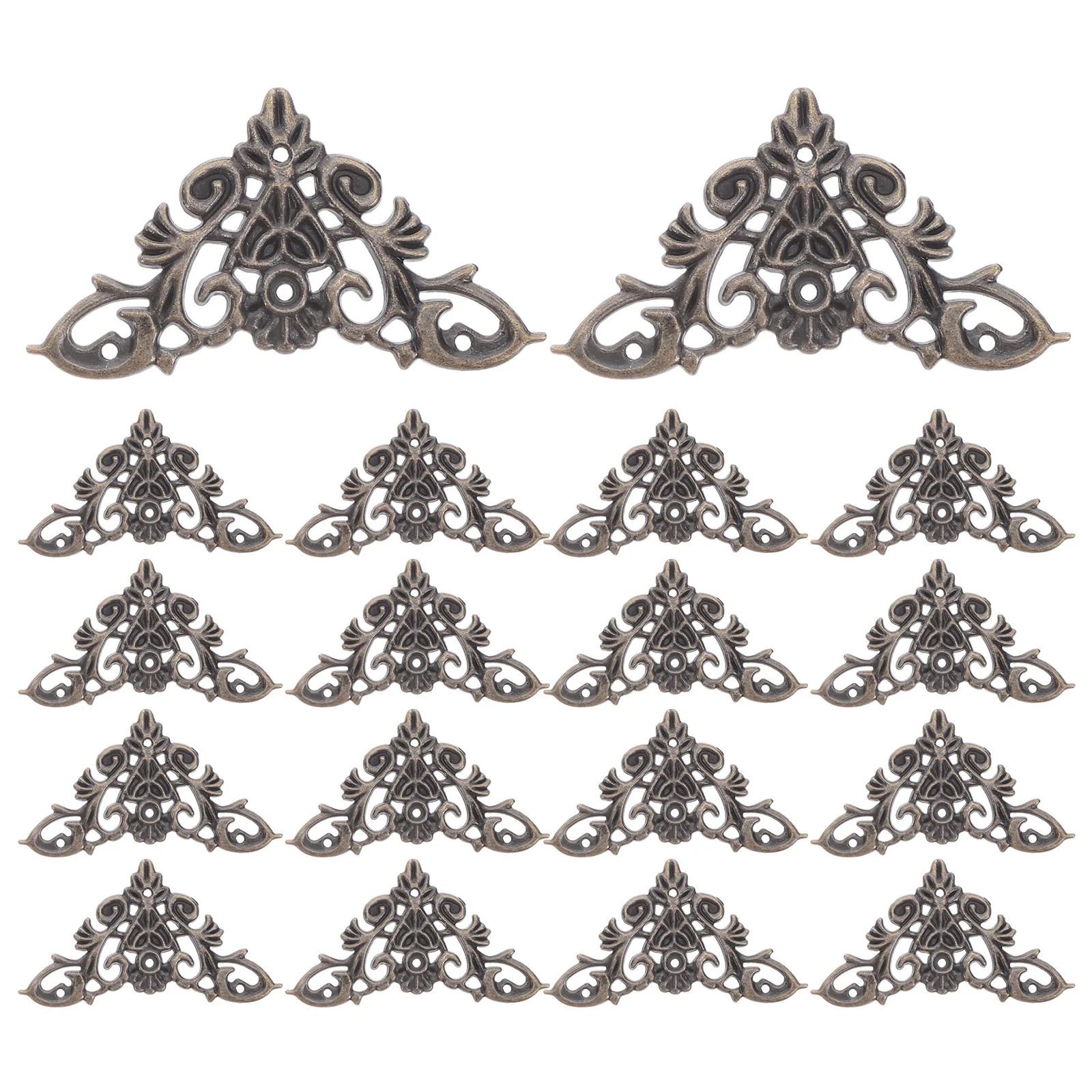 

24Pcs Retro Vintage Metal Triangle Corner Protectors Zinc Alloy Decorative Box Corner Guards for Furniture Cabinets Wooden Boxes
