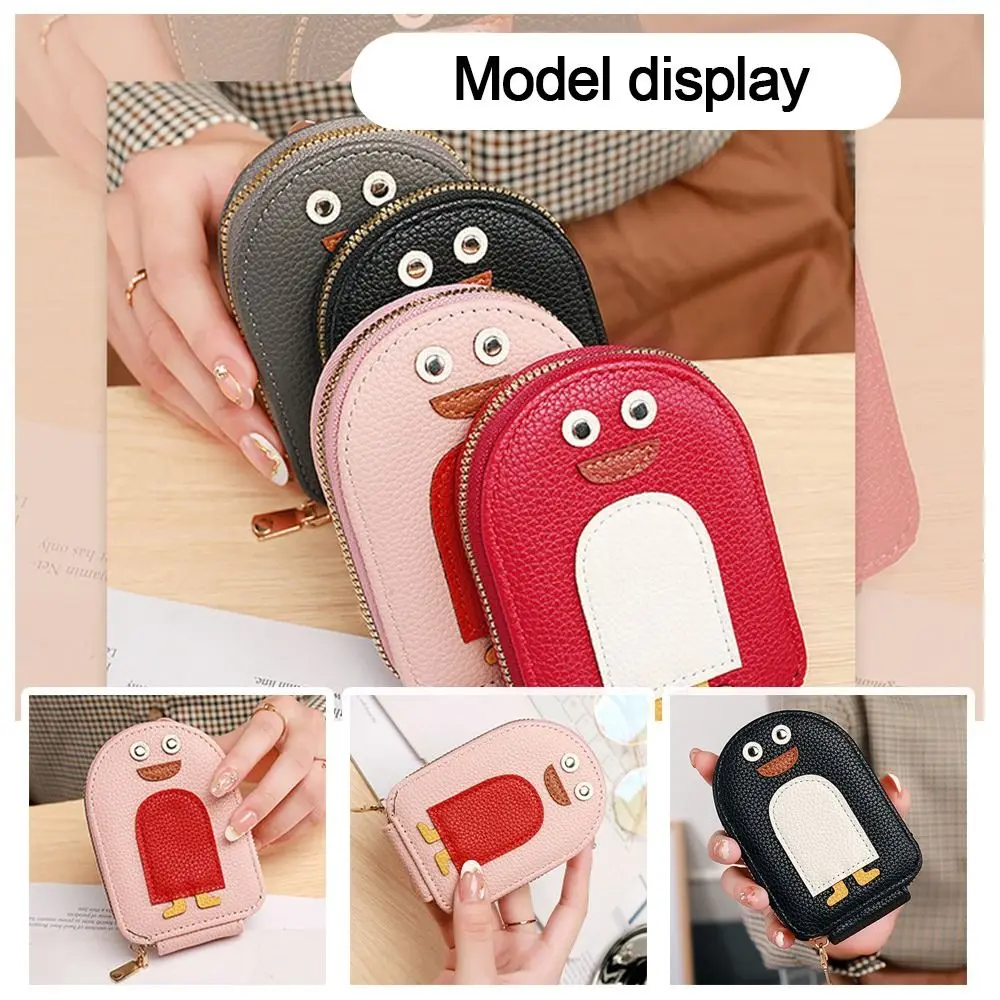 Cartoon Penguin Credit Card Holder Cute Organ Style Multi-card Coin Purse PU Business Card Holder