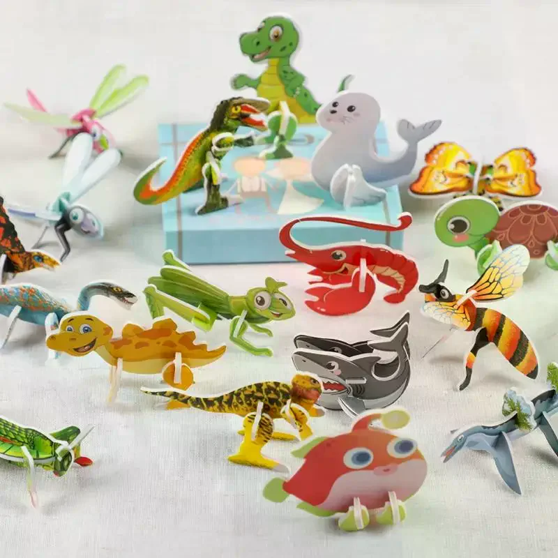 

30Pc 3D Dinosaur Insect Marine Animal Paper Jigsaw Puzzles Educational Toys For Kids Birthday Party Favors School Rewards Pinata