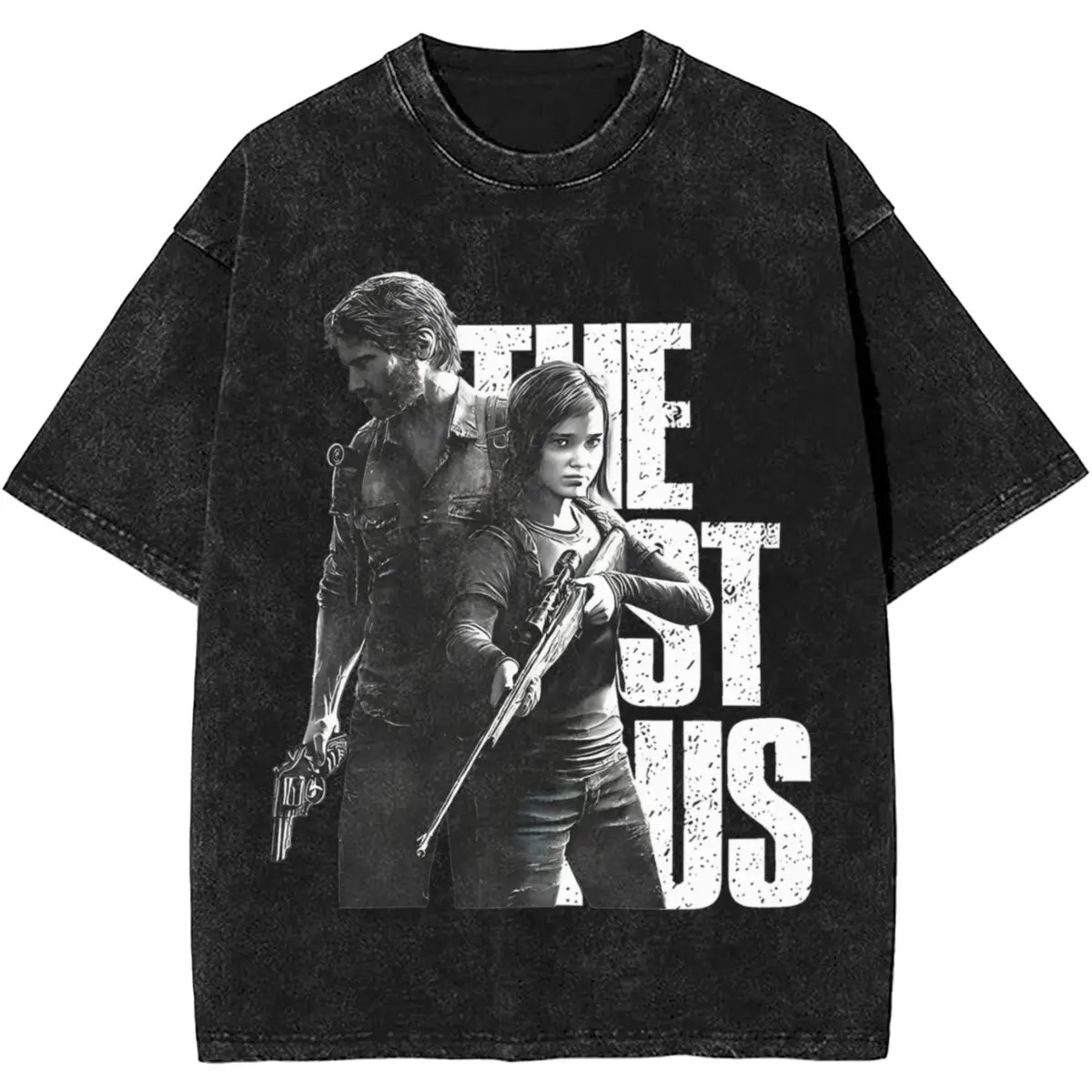 The Last Of Us Cool Black Merch Washed T Shirts Men Women Streetwear Hip Hop T-Shirts Summer Tees Tops Short Sleeve