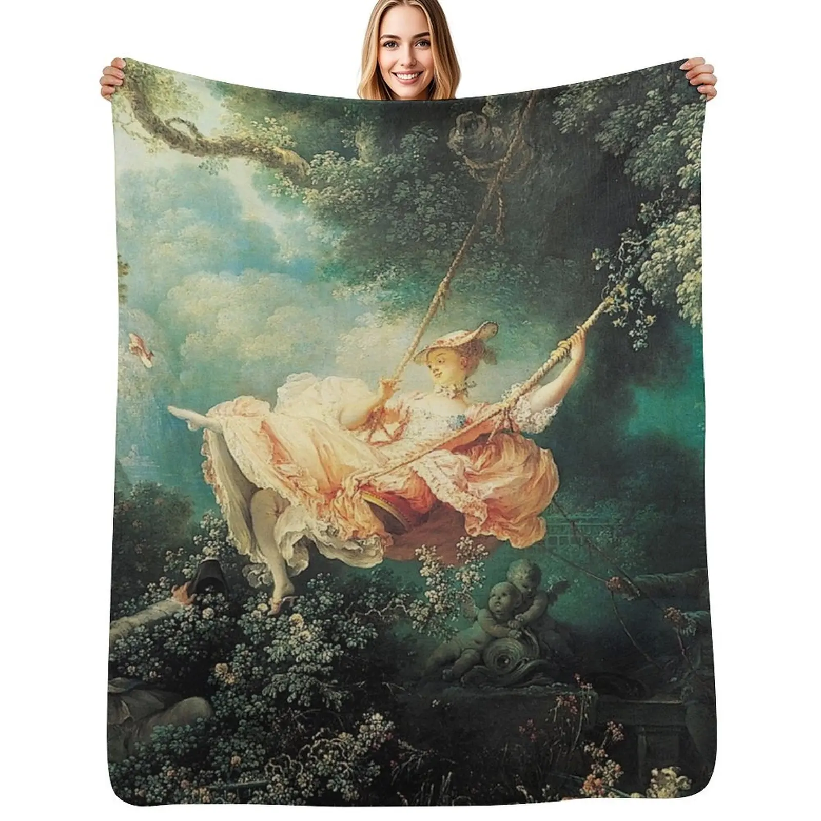 

HD. The Swing, by Jean Honor Fragonard HIGH DEFINITION Throw Blanket Soft Warm Blanket Gift for Grandparents