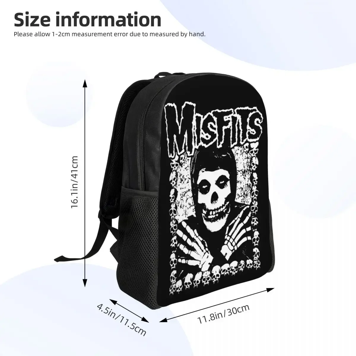 Custom Misfits Rock Punk Skull Laptop Backpack Women Men Fashion Bookbag for College School Students Bags