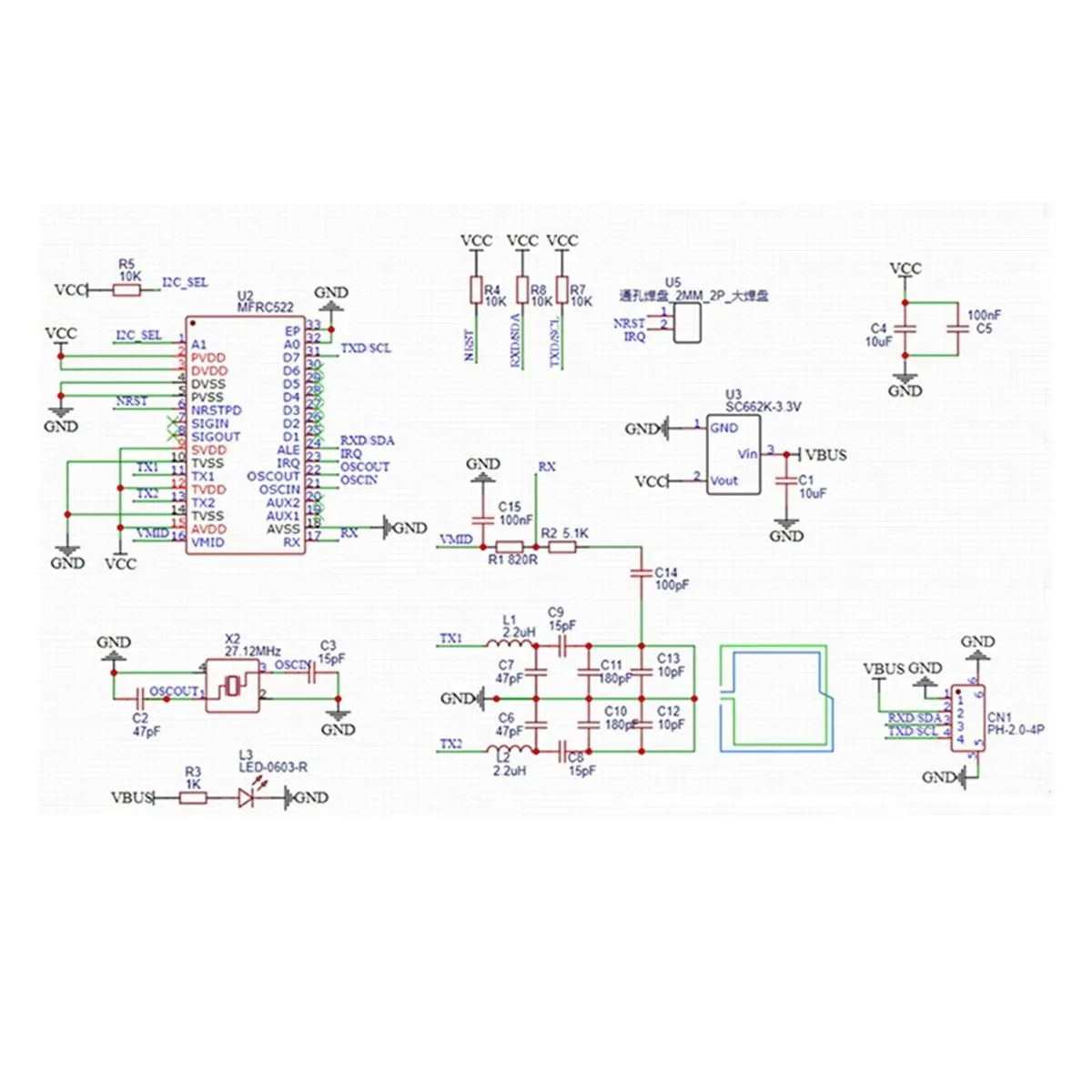 RFID Module MFRC-522 Reader/Writer Module, RFID Radio Frequency Module, IC Card Sensing Module