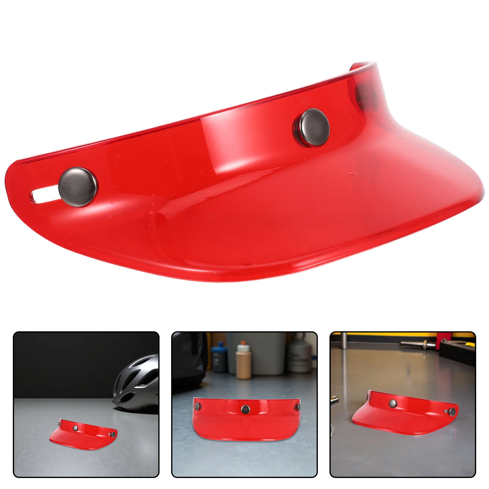 Replaceable Retro Motorcycle Visor for with 3-Buckle Attachment Sun Shield Peak Lightweight Ventilation Clear Vision