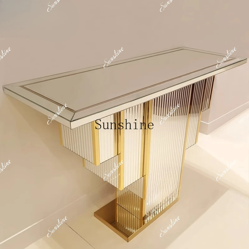 

European style wall view table light luxury living room corridor opposite door entry decoration cabinet FT
