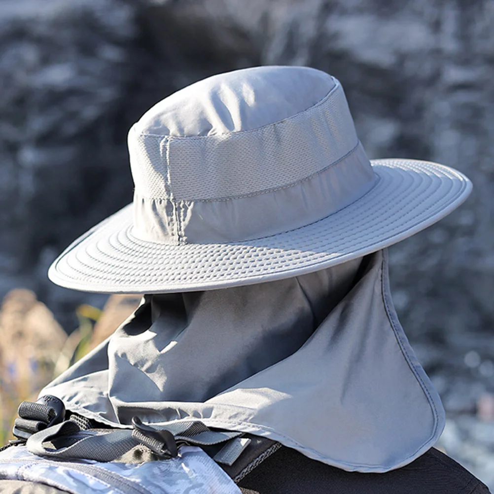 

Sun Protection Fishing Men Women UV Caps Wide Brim Sun Hat Nylon Hat Face Cover Adjustable Chin Strap Mesh Holes