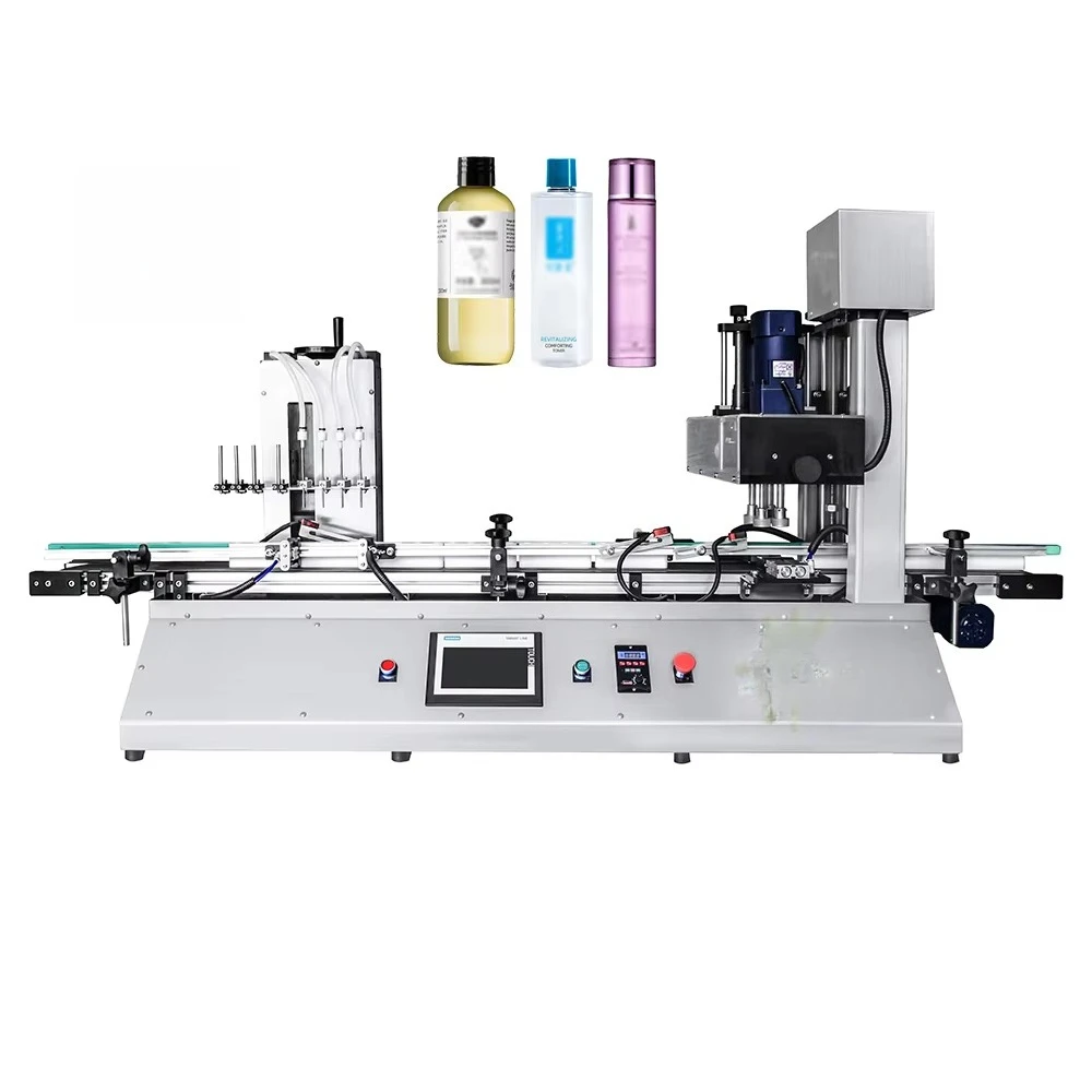 Máquina automática de enchimento de garrafas pequenas de mesa Máquina de enchimento e rotulagem de líquidos cosméticos
