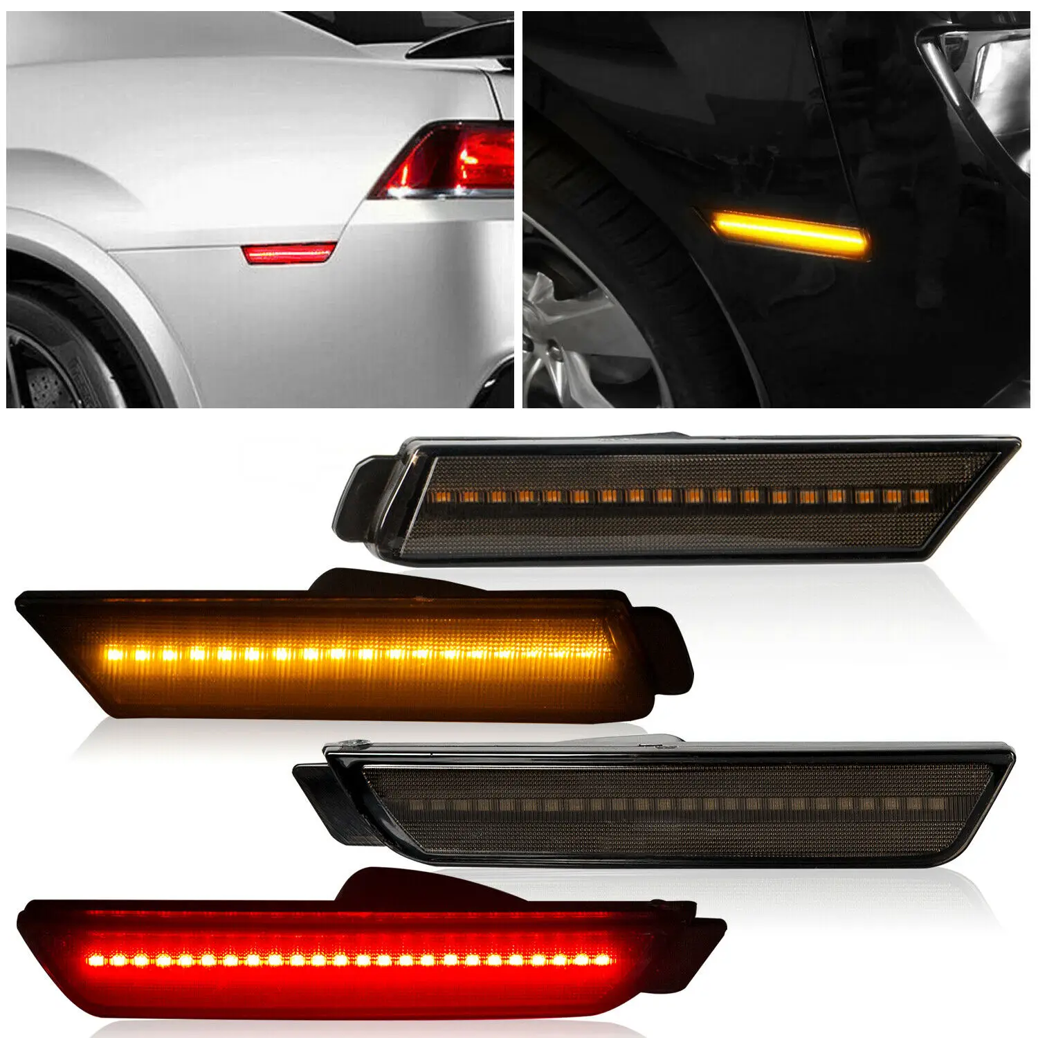 

4PCS LED Bumper Side Smoked Marker Light Lamps Set For 2010-2015 Chevy Camaro Bumper Reflector Side Marker Lamp Car Accessorise