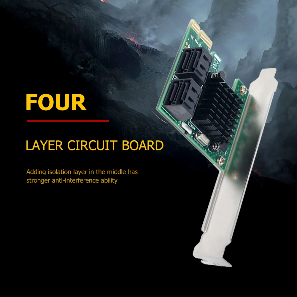 

PCI-E 1X SATA3.0 4-портовая карта расширения для настольного компьютера для удлинителей компьютера Windows