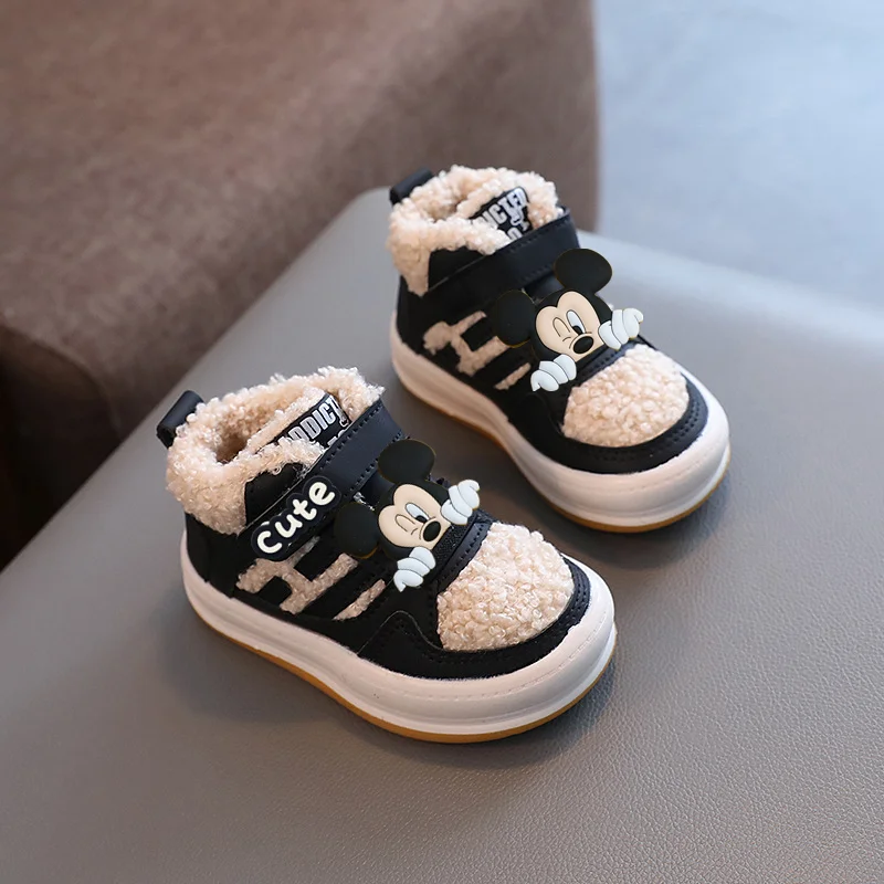 

Disney Stitch Kids Casual Shoes Mickey Mouse Fall Winter Skate board Shoes Winter Warm Boy girl cute Sneakers Baby Toddler Shoes