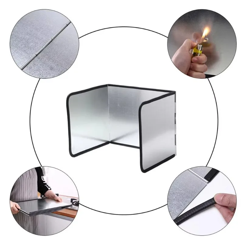 Stainless Steel Kitchen Gas Stove Splatter Guard - Foldable Oil Splash Protector, Kitchen Accessory