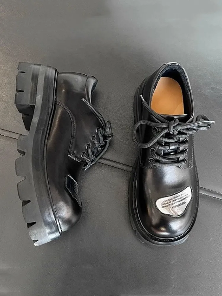 Mode Kleid Schuhe Punk Echt leder Derby Schuhe Männer schnüren dicke untere Höhe zunehmende Schuhe Designer Plattform Schuhe