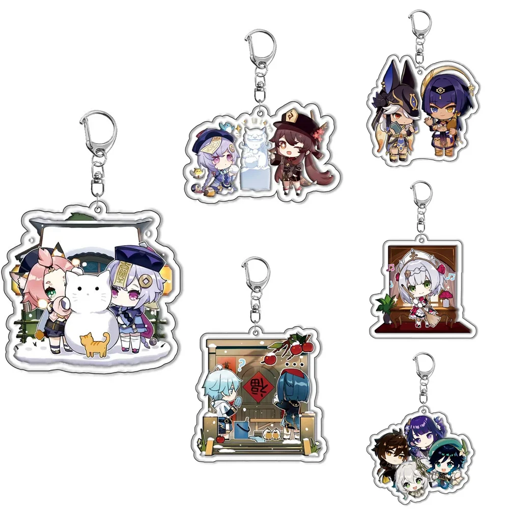 Game Yuan Shen Cartoon Cute Acrylic Keychain Decoration Backpack Fun Texture Jewelry Accessories Fan Gifts Collection New Year