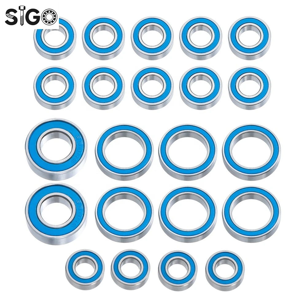 38pcs Ball Bearing Set for 1/10 RC Car Parts Metric Blue Rubber Sealed Axial SCX10 III AXI03007 Metal Material