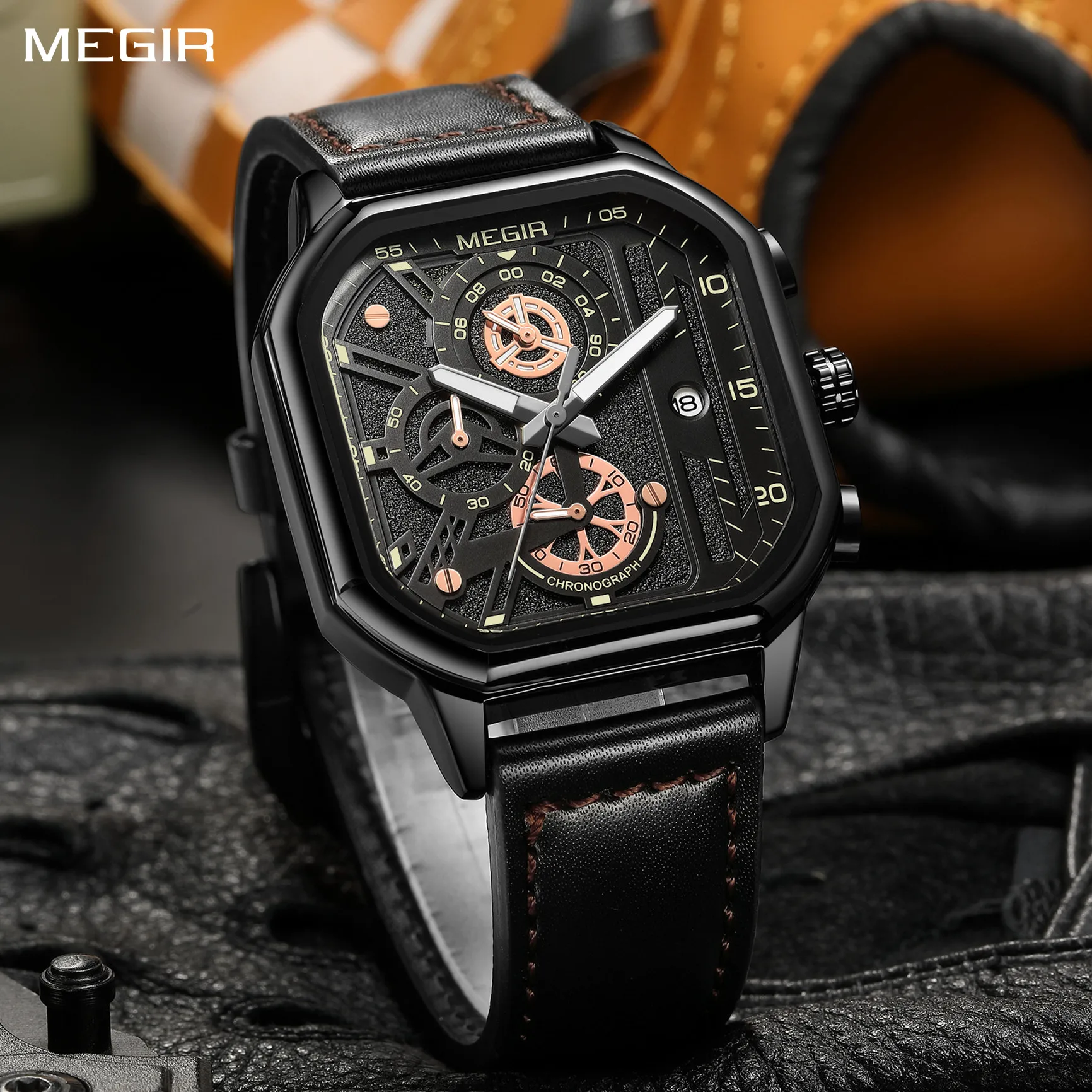 

MEGIR Original Luxury Big Dial Military Sport Wrist Watch for Men Multi-functional Quartz Chronograph Clock Relogio Masculino