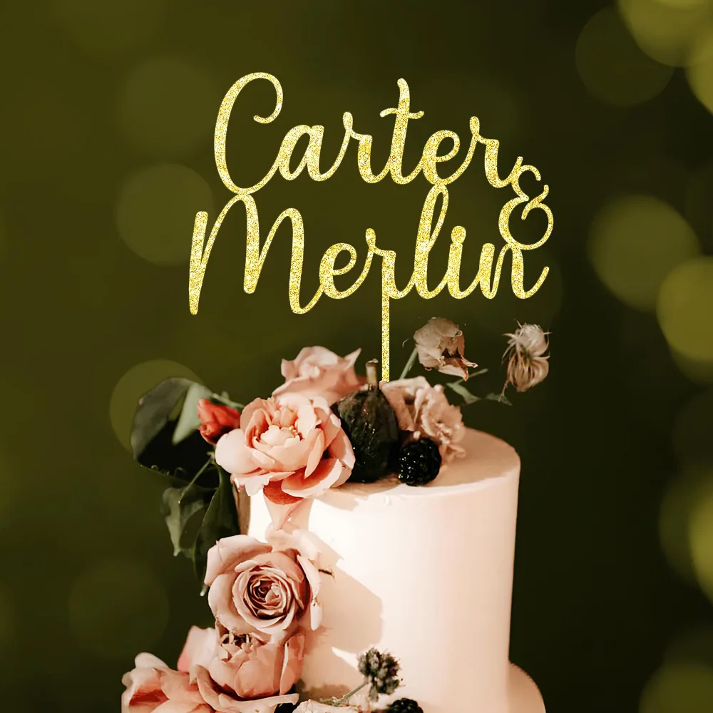 

Cake Topper Personalized Name Cake Decoration Topper for Bride Bridegroom Name Acrylic Cake Topper and Custom Bride&Groom Decor