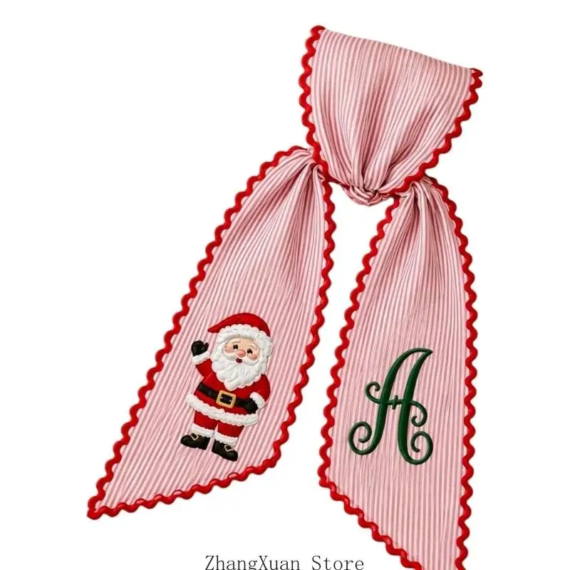 Weihnachtskranz-Schärpenband, langer Schwanz aus Polyesterstoff mit rot-weißen Nadelstreifen für Türen, Bäume und Geschenke, 3 x – Detail 9