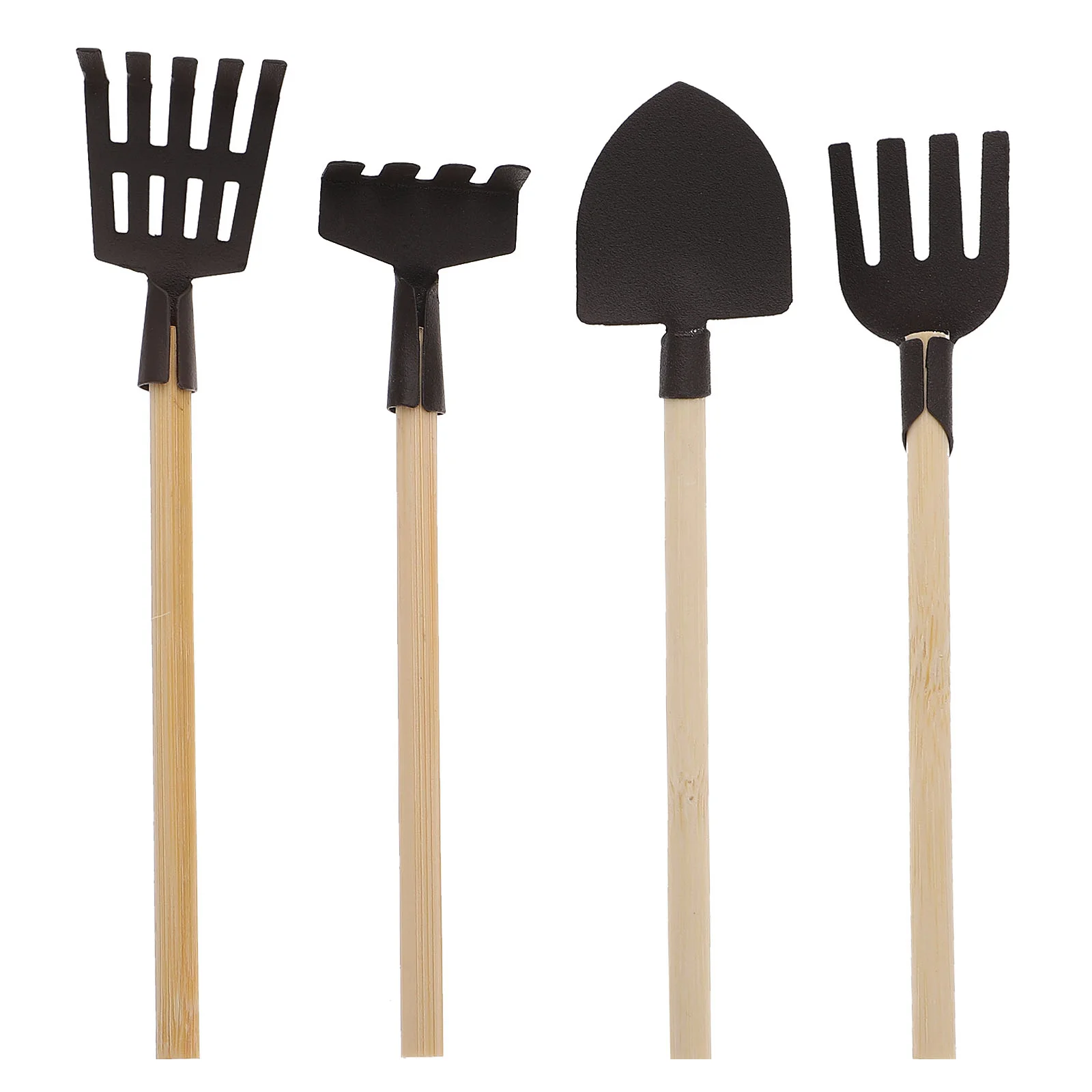 

4 Pcs Gardening Tools Kids Toy Mini Shovels Wood Rake Dollhouse Accessories Child Toys