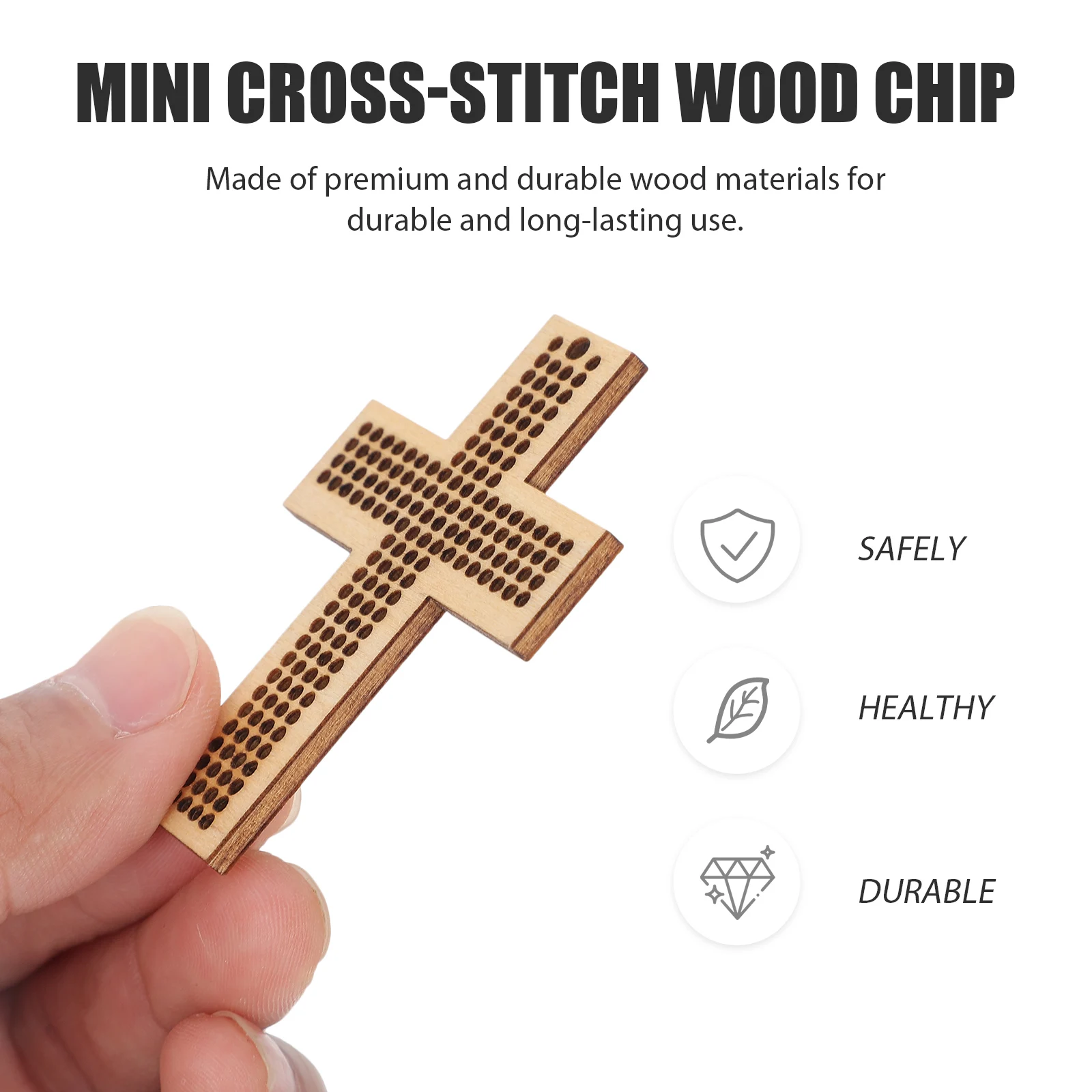 

5pcs Mini Cross Stitch Wood Chips Embroidery Kits Supplies Bookmark Hand Embroidered Diy Label Hollow Hole Design Wooden Cross