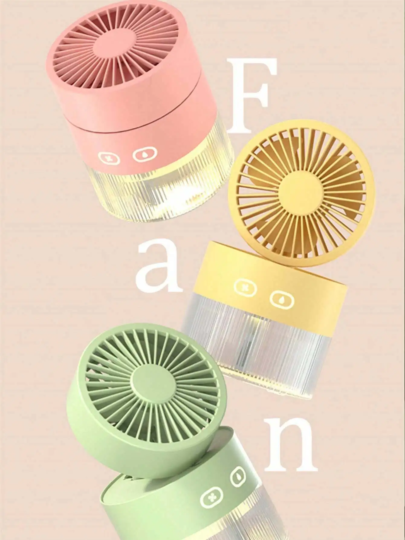 Mini Cooling Fan With Mist, Air Conditioning And Humidification  For Desktop, Office, Quiet And Portable