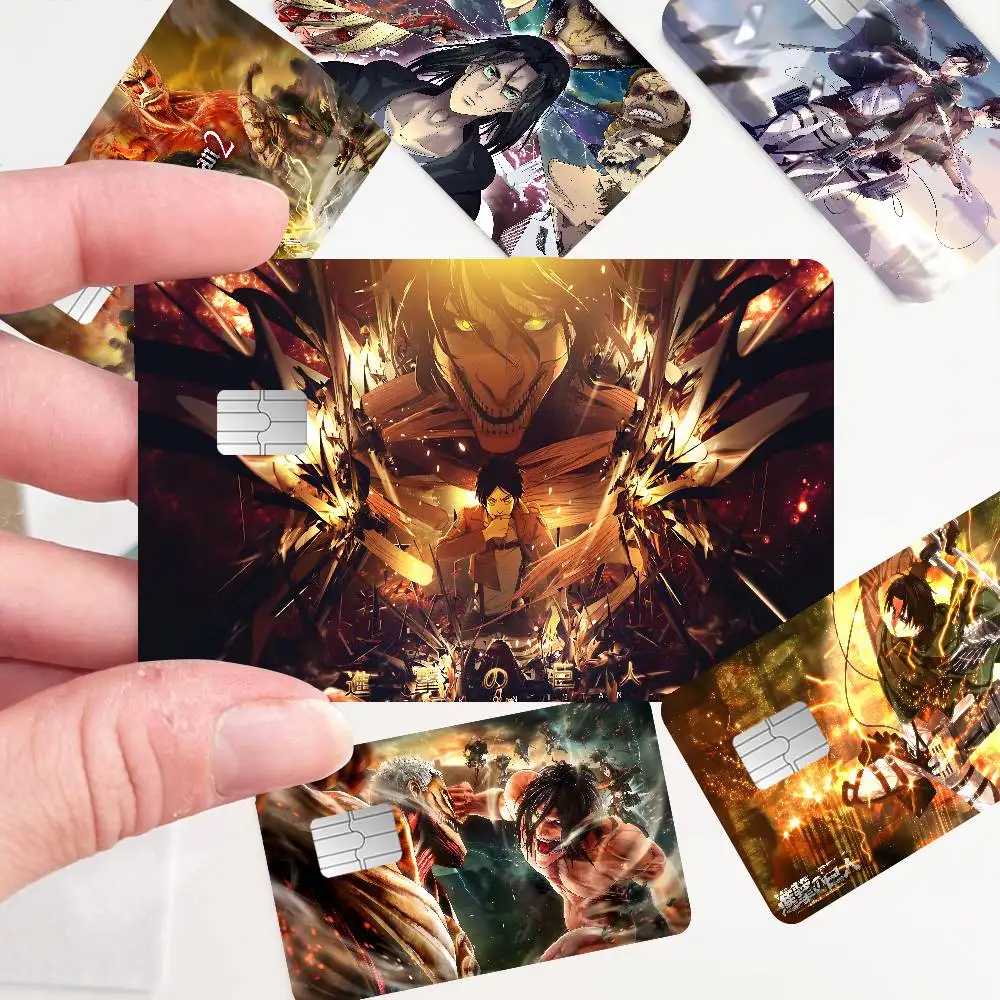 Anime EPIC A-Attack on T-Titan Spend or Save Funny Shell On Off Ultra Thin No Fade Sticker Skin Cover Film for Debit Credit Card