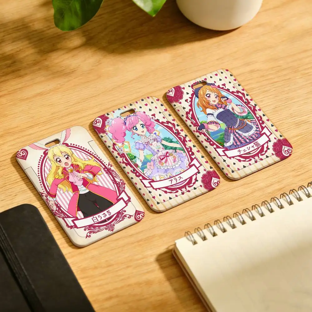 Bilibili Anime A-Aikatsu kawaii Poker Alice Lanyard Pull Back Clip Holder and Card Holder Rotating Back ID Card Family Gift