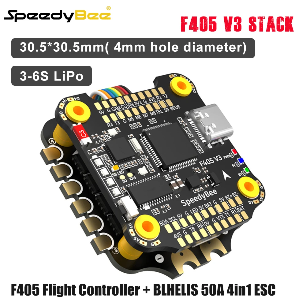 SpeedyBee F405 V3 Stack 3-6S Lipo Flight Control BLS 50A 4 in 1 ESC 30x30 Bluetooth for RC FPV Racing Freestyle Drone DIY Parts