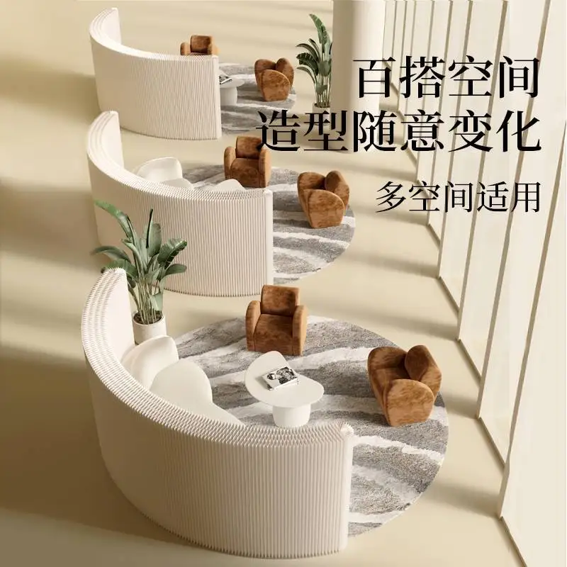 Screen partition folding soft screen live broadcast background wall arc telescopic baffle ins wind Japanese mobile