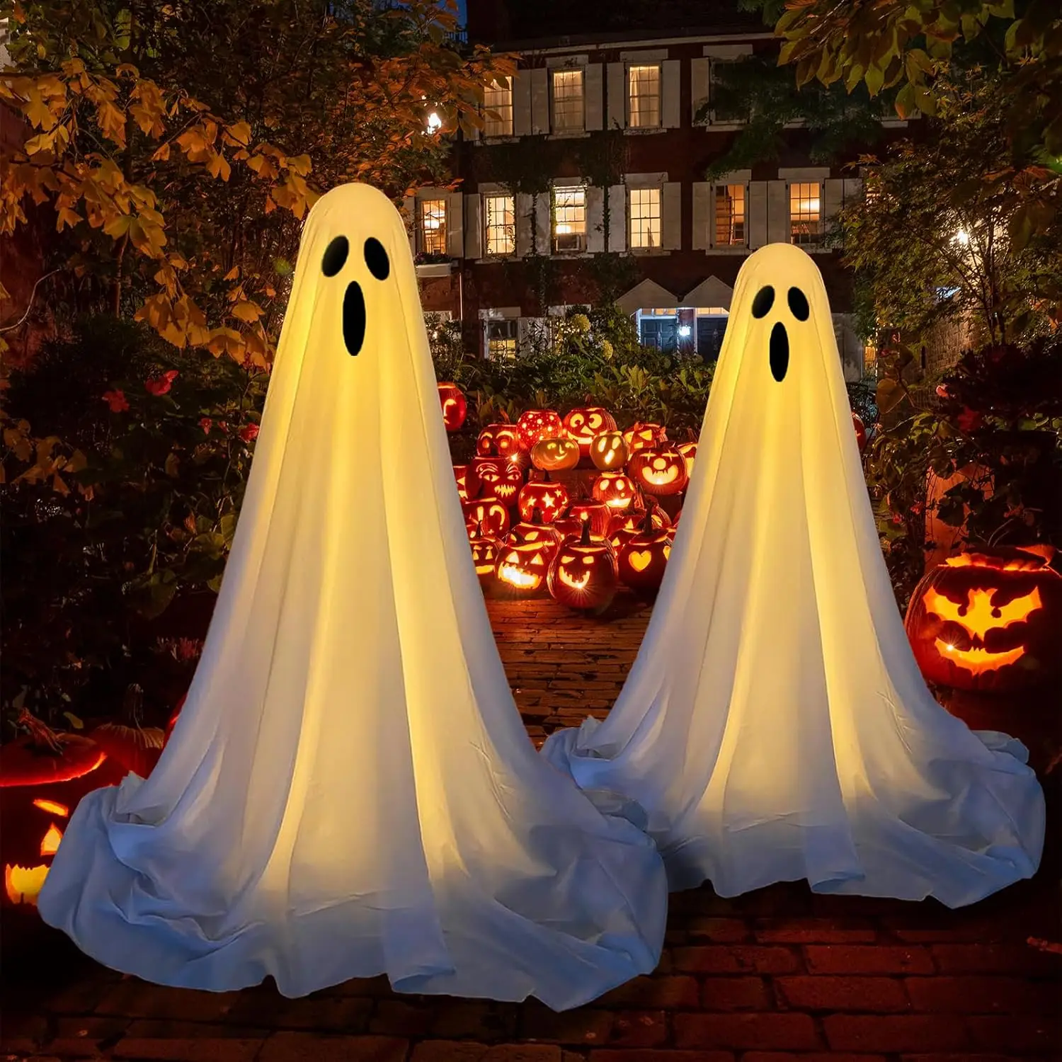 Décoration d'Halloween fantôme lumineux de 85/165 cm qui brille dans le noir, effrayant pour l'extérieur, la cour, le jardin, la porte d'entrée, accessoire de maison hantée