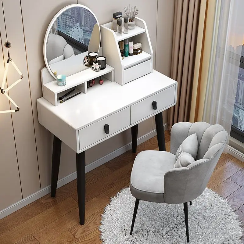 Bedroom 80cm 100cm MDF Board Mirrored Makeup Dressing Table Set