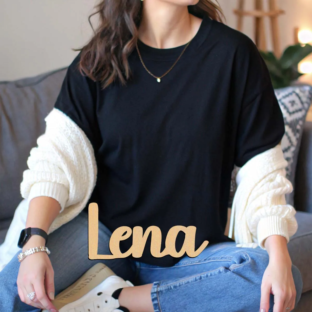 1pc Lovely Lena example Personalized Text Wooden Decor Wooden Plaque Laser-Cut Sign Vertical Orientation Door Hanging Decor