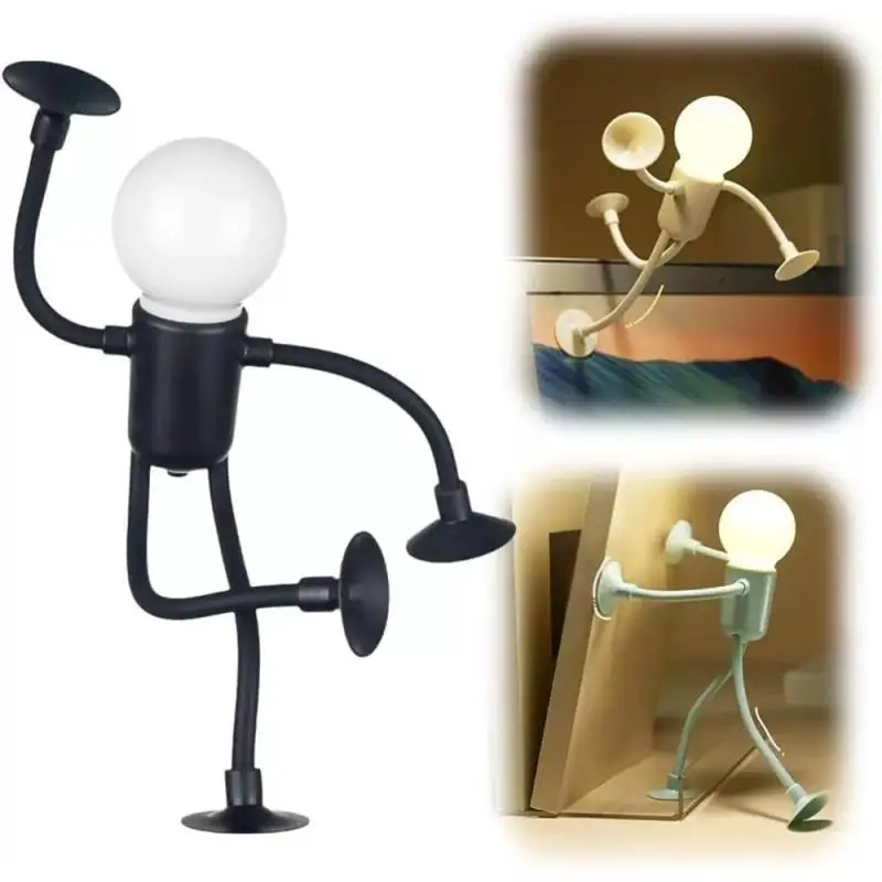 Changeable Shape Funny Sportsman Night Light Button Battery Desk Lamp Versatile Mini Lamp Creative Ornament Vacuum Adsorption