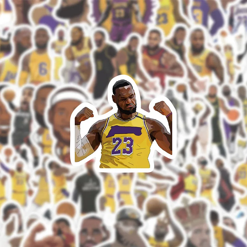 Bandai 60PCS LeBron James Cartoon Stickers Phone Trunk Refrigerator Skateboard Waterproof Anime Stickers Anime Figure Image Toys