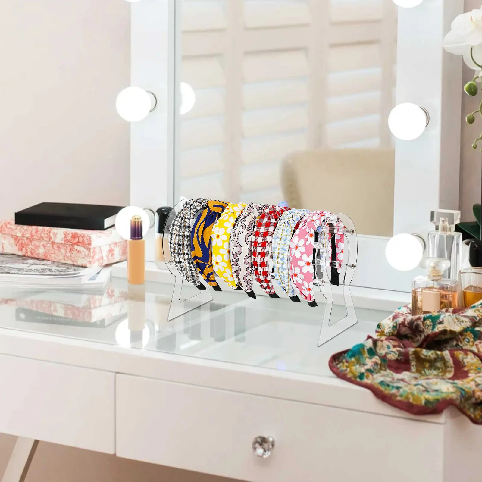 

Headband Organizer Acrylic Transparent Display Stand for Jewelry and Hair Hoops Holder Clasp Storage Solution Hair Hoops Holder