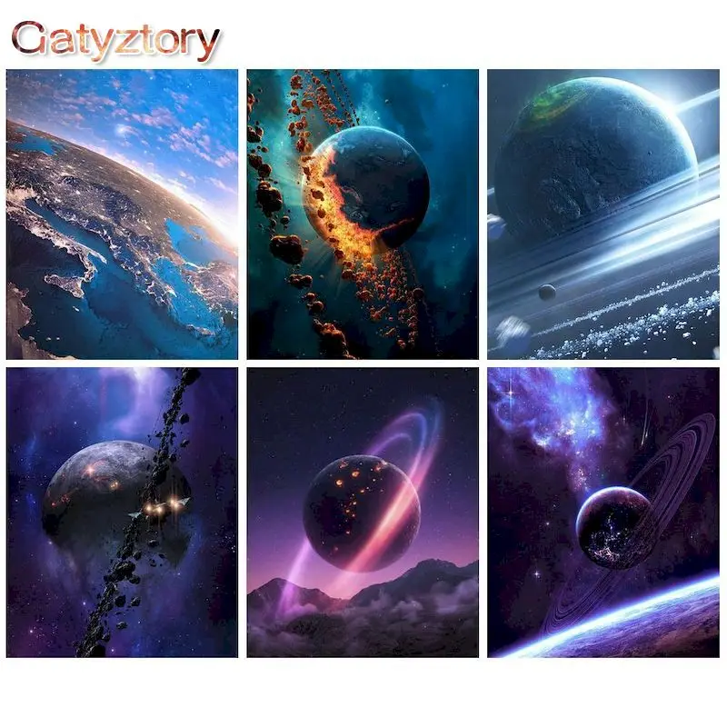 

GATYZTORY Painting By Numbers Planet 60x75cm DIY Frameless Wall Pictures For Living Room Home Decor Wall Art Digital Painting