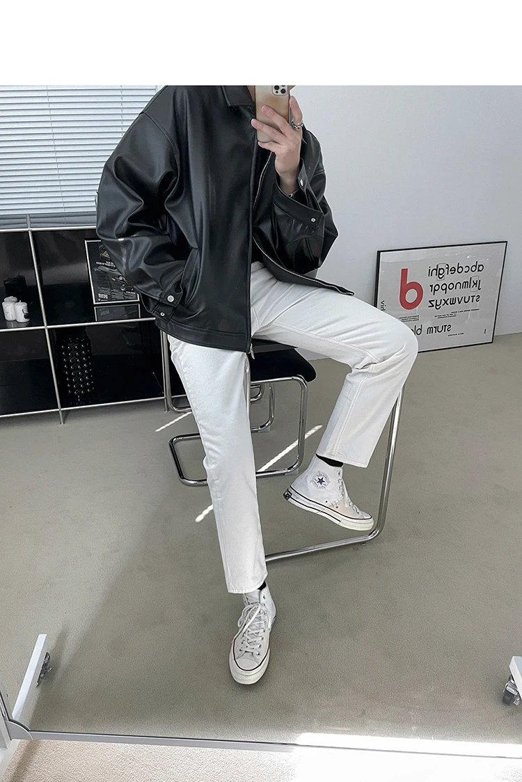 Mauroicardi Spring Autumn Cool Luxury Short Black Soft Light Pu Leather Jacket Men Zipper Casual Mens Jackets and Coats Fashion 28 Sef25615b96794baeb7e11e99c461b264N
