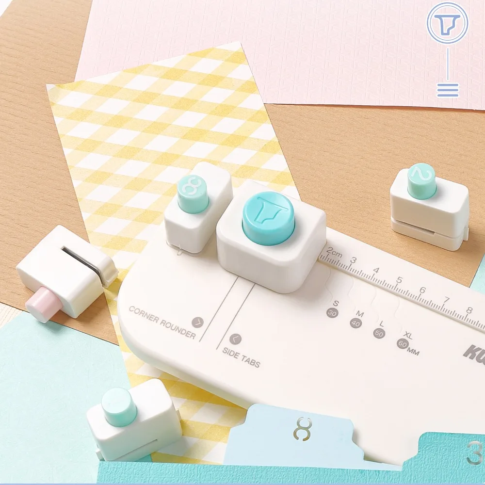 DIY ABS Tab Punch Board 30/40/50/60mm Multi-Size Tab Puncher 4 Sizes Compact Hole Punch Office