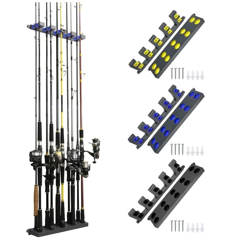 Horizontal 10pcs Fishing Rod Stand Organizers Fishing Rod Rack Holder Wall Mount