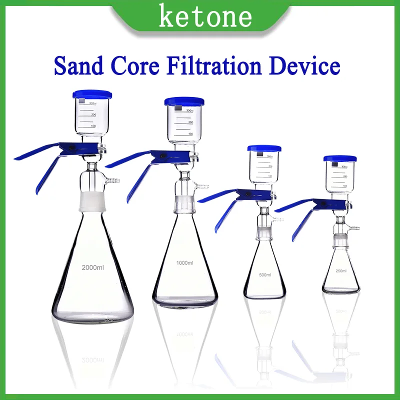 

Vacuum Filtration Apparatus Glass Sand Core Liquid Solvent Filter Unit Device 250/500/1000/2000ml Laboratory Suction Device