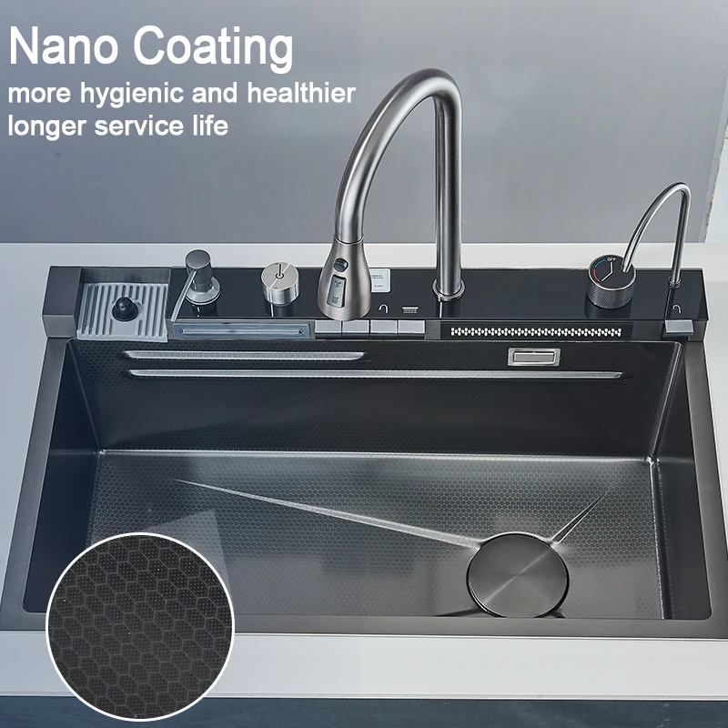 Stainless Steel Waterfall Kitchen Sink 5