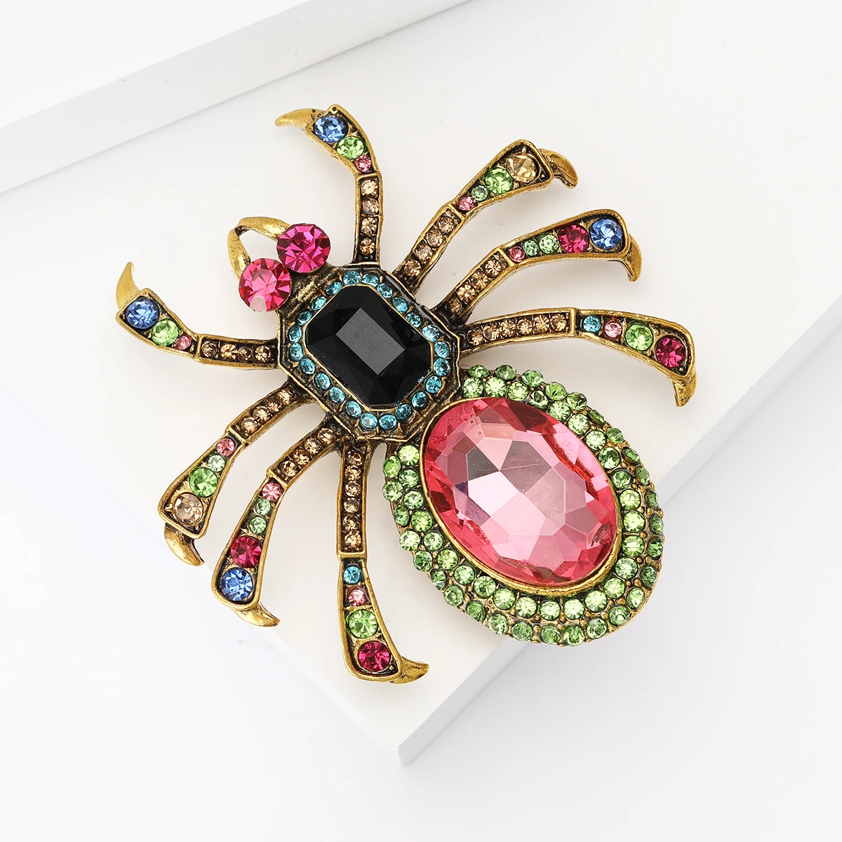 Vintage Rhinestone Big Spider Brooches for Women Unisex Insect Pins 3-color Available Casual Party Accessories Gifts