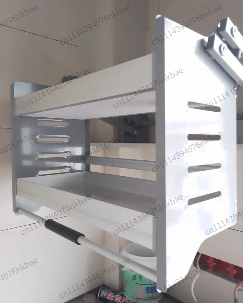 Pull Down Upper Cabinet Seasoning Storage Basket Stainless Steel Aluminum Frame Wall Mount Kitchen Spice Hanging Rack