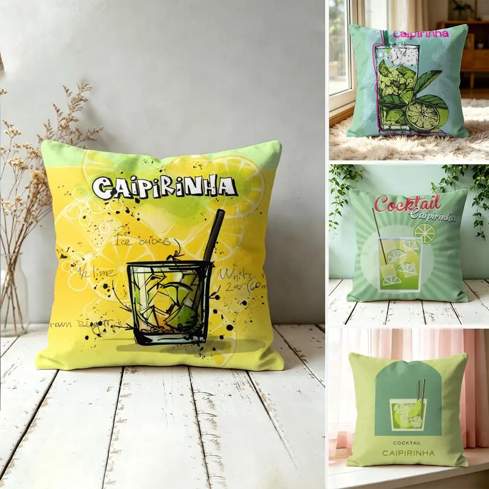 Caipirinha Cocktail Cushion Cover Square Decorative Throw Pillow 40x40cm For Sofa Bedroom Living Room Home Decor